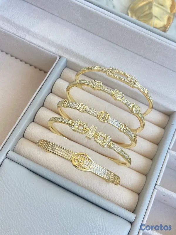 joyas, relojes y accesorios - brazalete laminados en oro  2