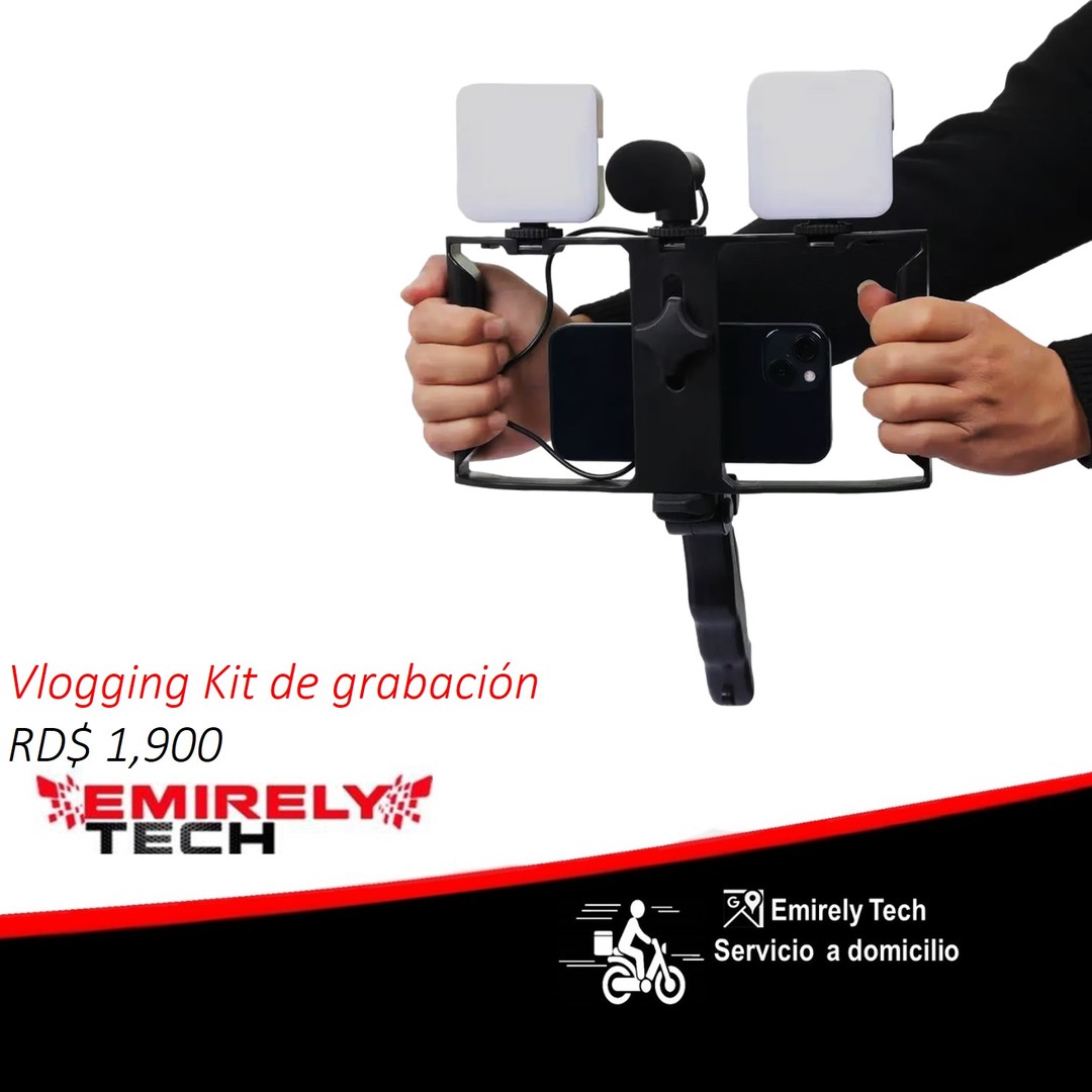 accesorios para electronica - Vloging Kit para grabar videos deportes actividades clases tripode doble lampara