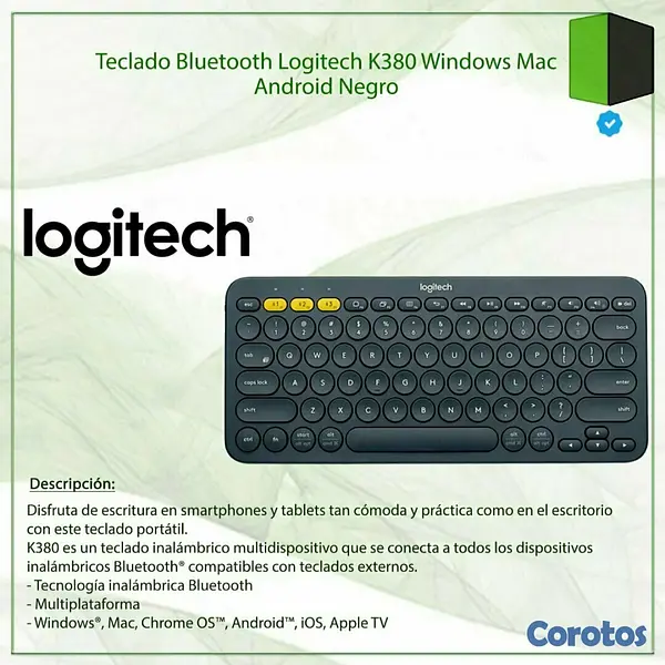 computadoras y laptops - TECLADO LOGITECH MULTI-DISPOSITIVO K380 , BLUETOOTH CLASSIC 3.0, RADIO DE ACCION 1