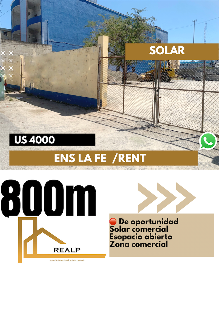 Solar de 800 metros céntrico/ Rent 0