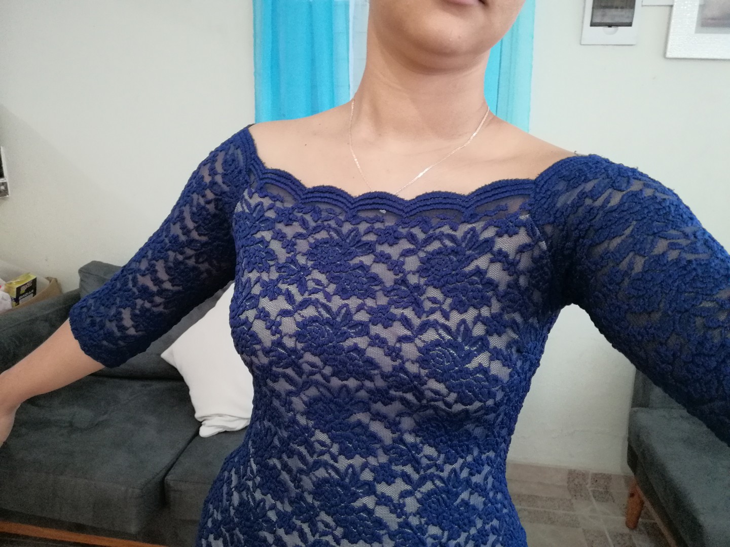 Vestido de encaje azul 1
