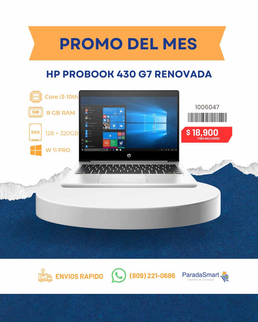 computadoras y laptops - Laptop HP ProBook 430 G7 i3 10th 8GB 128GB+320GB S 2