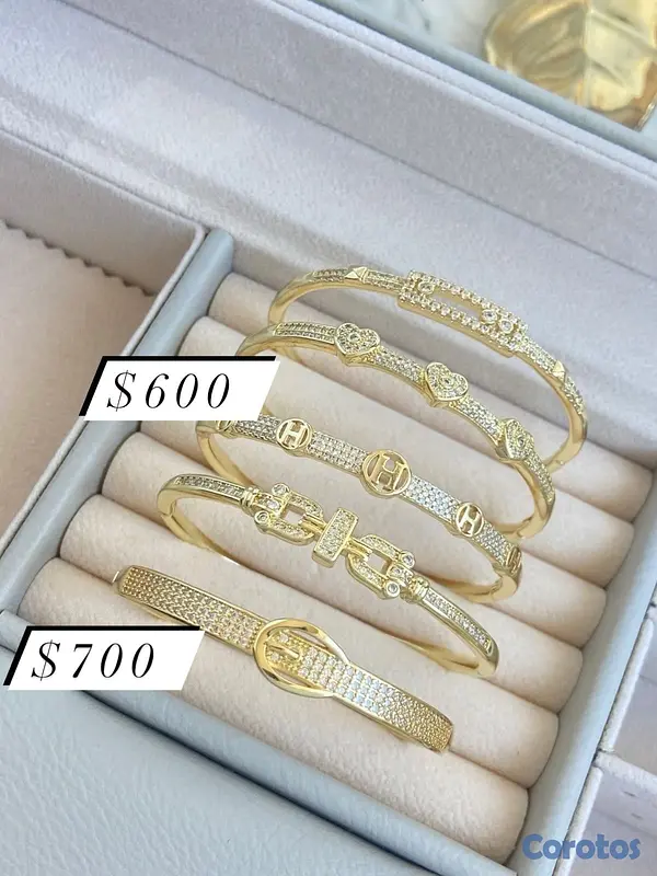joyas, relojes y accesorios - brazalete laminados en oro  3