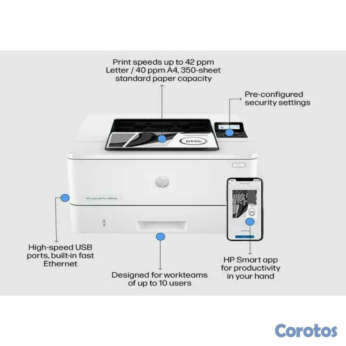 impresoras y scanners - IMPRESORA HP LASERJET PRO 4003DW,40PPM,DUPLEX/Wi-F