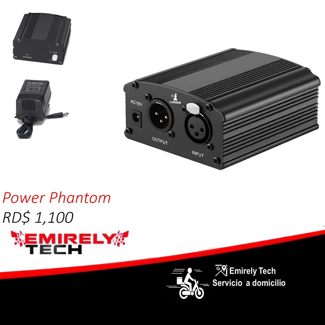 equipos profesionales - power phanthom 48v para microfono condensador fuente fantasma
