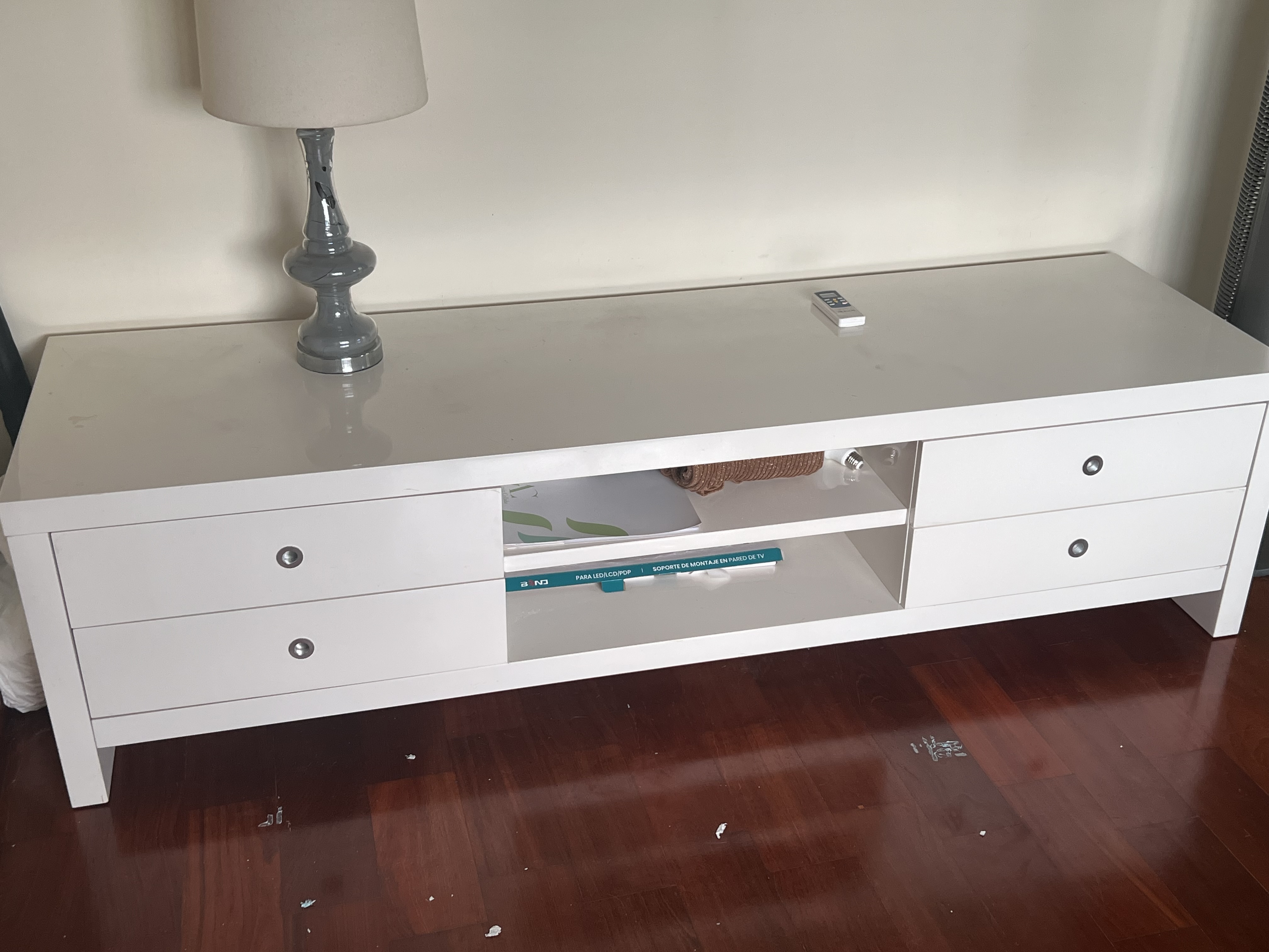 muebles y colchones - Banco para TV, blanco 1
