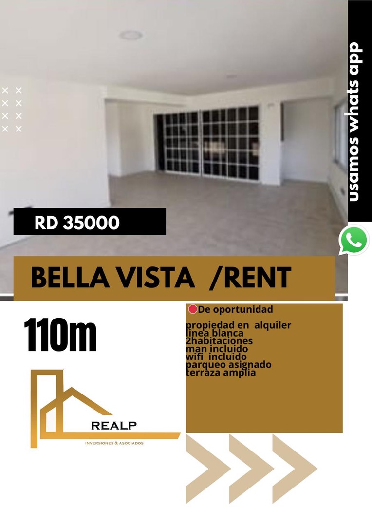 apartamentos - Apartamento línea blanca bella vista 0
