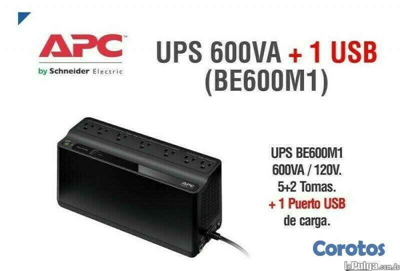 computadoras y laptops - UPS APC BACK-UPS, 0.6KVA (600VA), 330 WATTS,BE600M1  1
