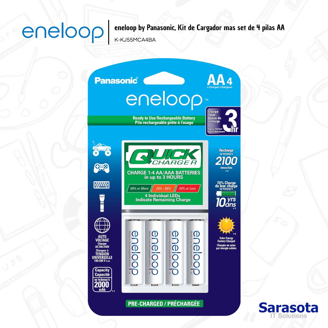 accesorios para electronica - Cargador con baterías recarcables AA Eneloop  1