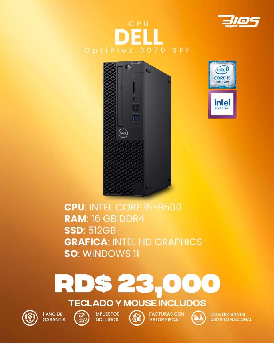 computadoras y laptops - CPU Dell OptiPlex 3070 SFF