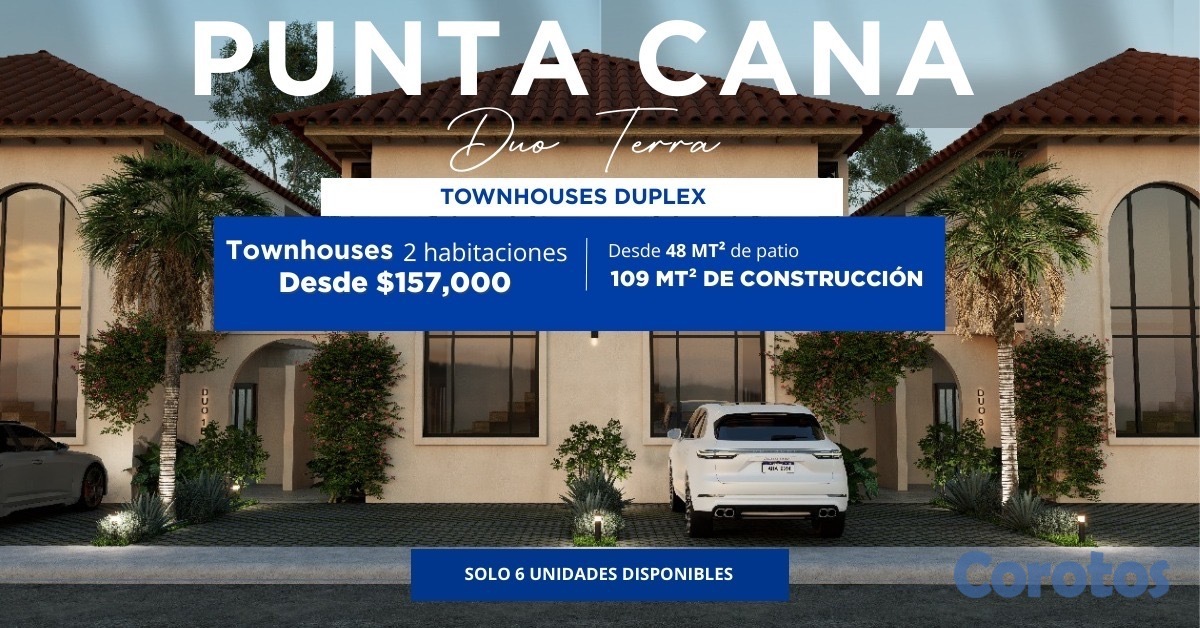 casas vacacionales y villas - venta de villas duplex tipo townhouse en punta cana República Dominicana  2