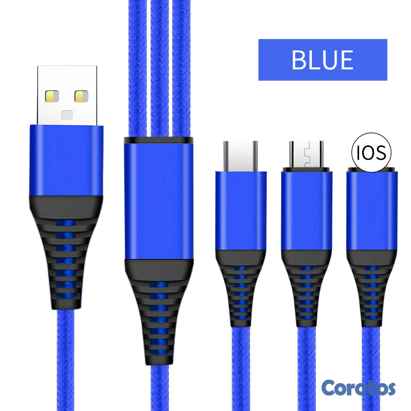 accesorios para electronica - Cable USB Para cargar celulares Iphone y Android - 3 en 1 3