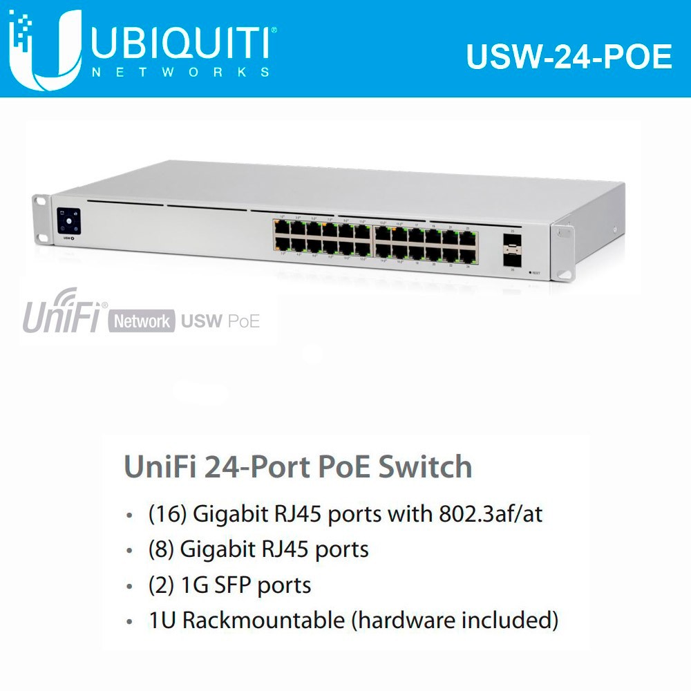 computadoras y laptops - SWITCH 24 PUERTOS UBIQUITI UNIFI, 10/100/1000MBPS. + 2 PUERTOS SFP, (16 PUERTOS 