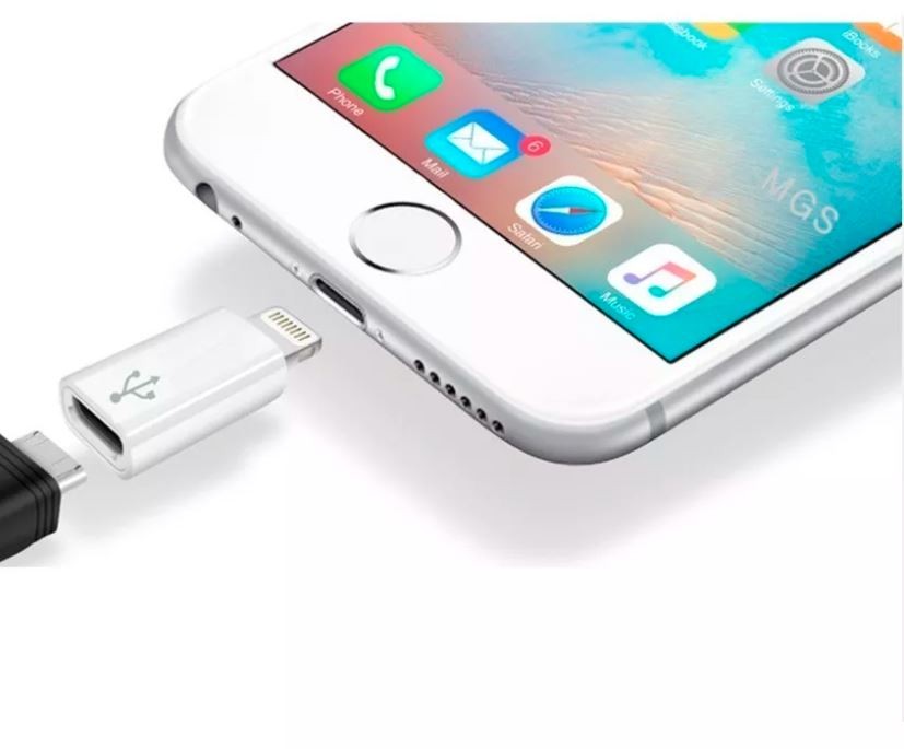 accesorios para electronica - Adaptador de micro USB V8 a conector lightning iPhone
