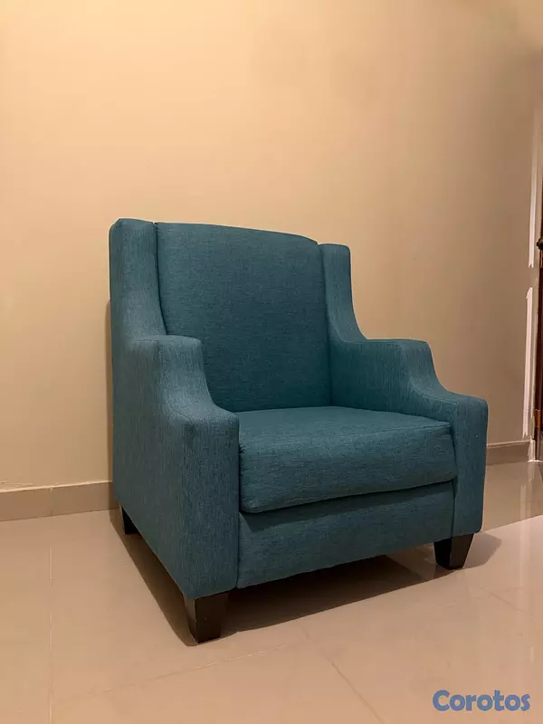 muebles y colchones - Butaca en tela de color verde, en excelente condiciones  4