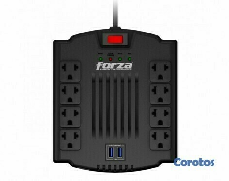 impresoras y scanners - REGULADOR DE VOLTAJE FORZA 1200VA, REGLETA 8 SALIDAS + 2 PUERTOS USB 110V/600W
