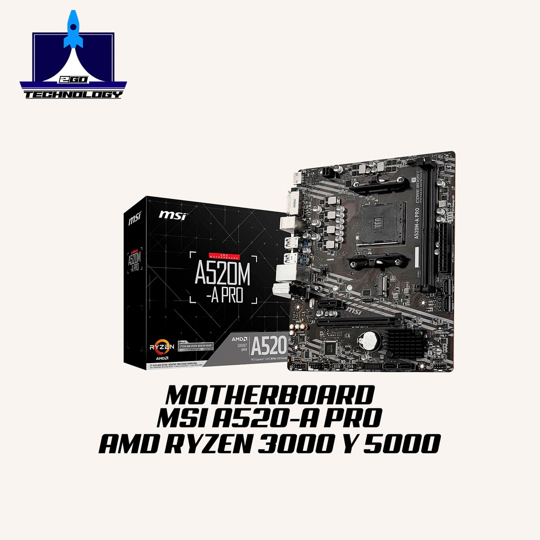 computadoras y laptops - Motherboard MSI A520-APro AMD RYZEN 3000 y 5000