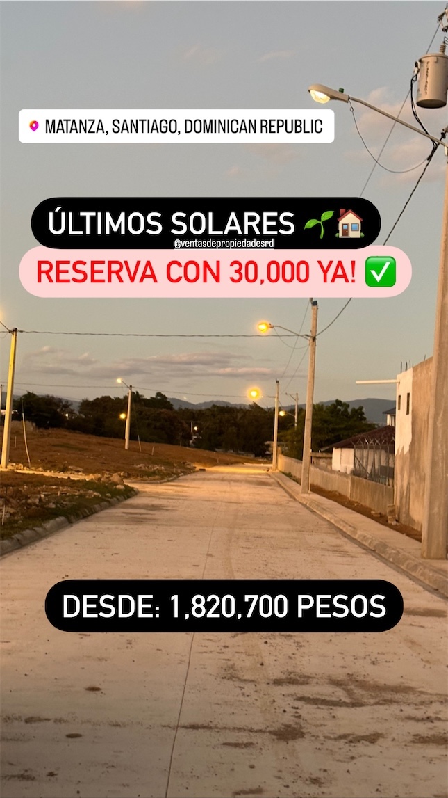 solares y terrenos - Solar disponible en proyecto cerrado a 5 minutos de Av. Hispanoamericana.