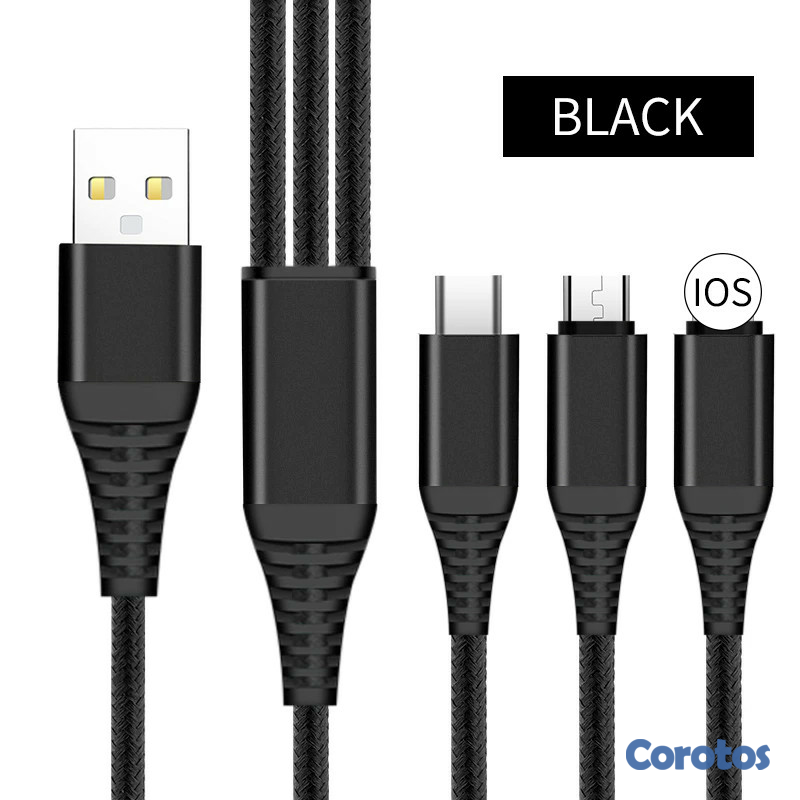 accesorios para electronica - Cable USB Para cargar celulares Iphone y Android - 3 en 1 5