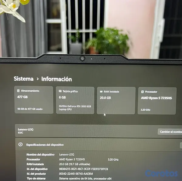 computadoras y laptops - Lenovo LOQ Gaming RTX 3050 6GB 20GB RAM Alto Rendimiento 5