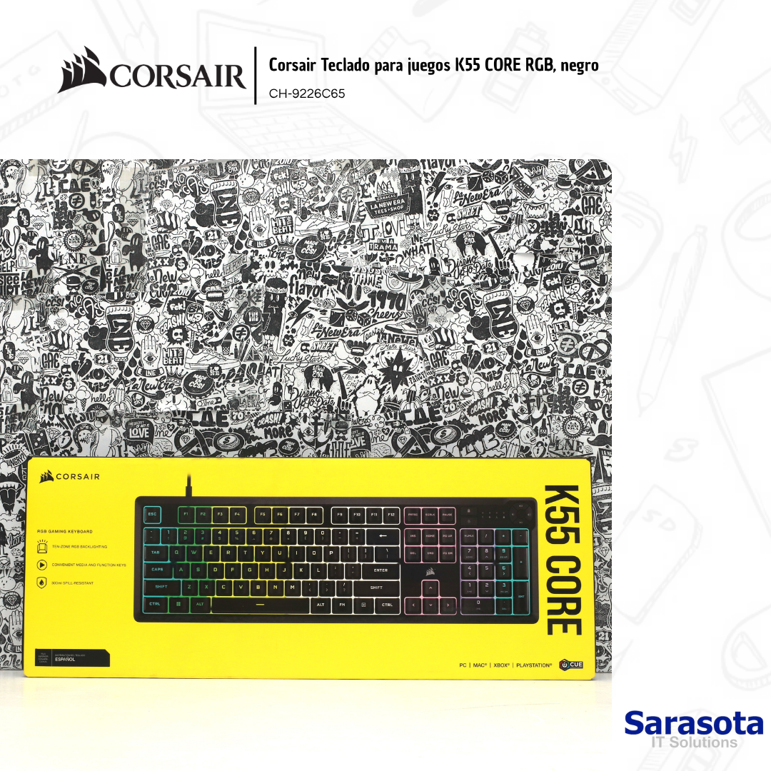 accesorios para electronica - Corsair Teclado para juegos K55 CORE RGB, negro CH 1