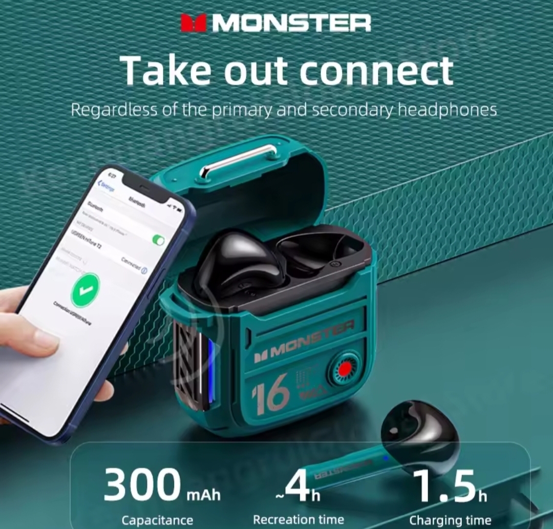 accesorios para electronica - Auricular Gamer Monster XKT16 bluetooth 5.3 5
