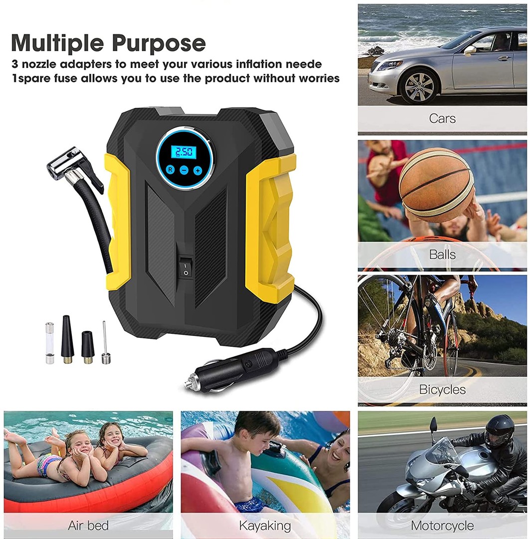 herramientas, jardines y exterior - Compresor De Aire Digital Para Auto Bomba Infladora Portátil  7