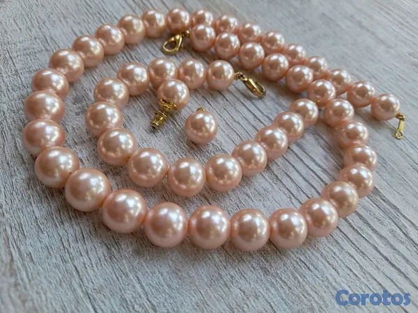 joyas, relojes y accesorios - Se vende juego de Perla Rosada Vintange, Marvella  4