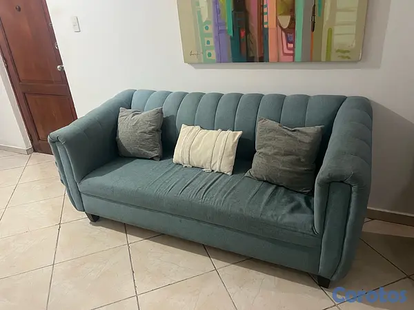 muebles y colchones - Juego de sala moderno de 2 piezas (Sofá + Loveseat) - Color Azul 
 2