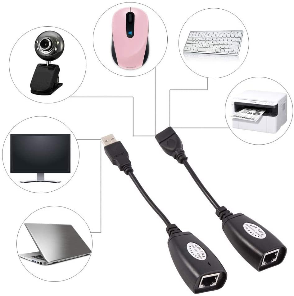 accesorios para electronica - Adaptador de extensión USB 2.0 a RJ45 maximo 150FT largo. 5