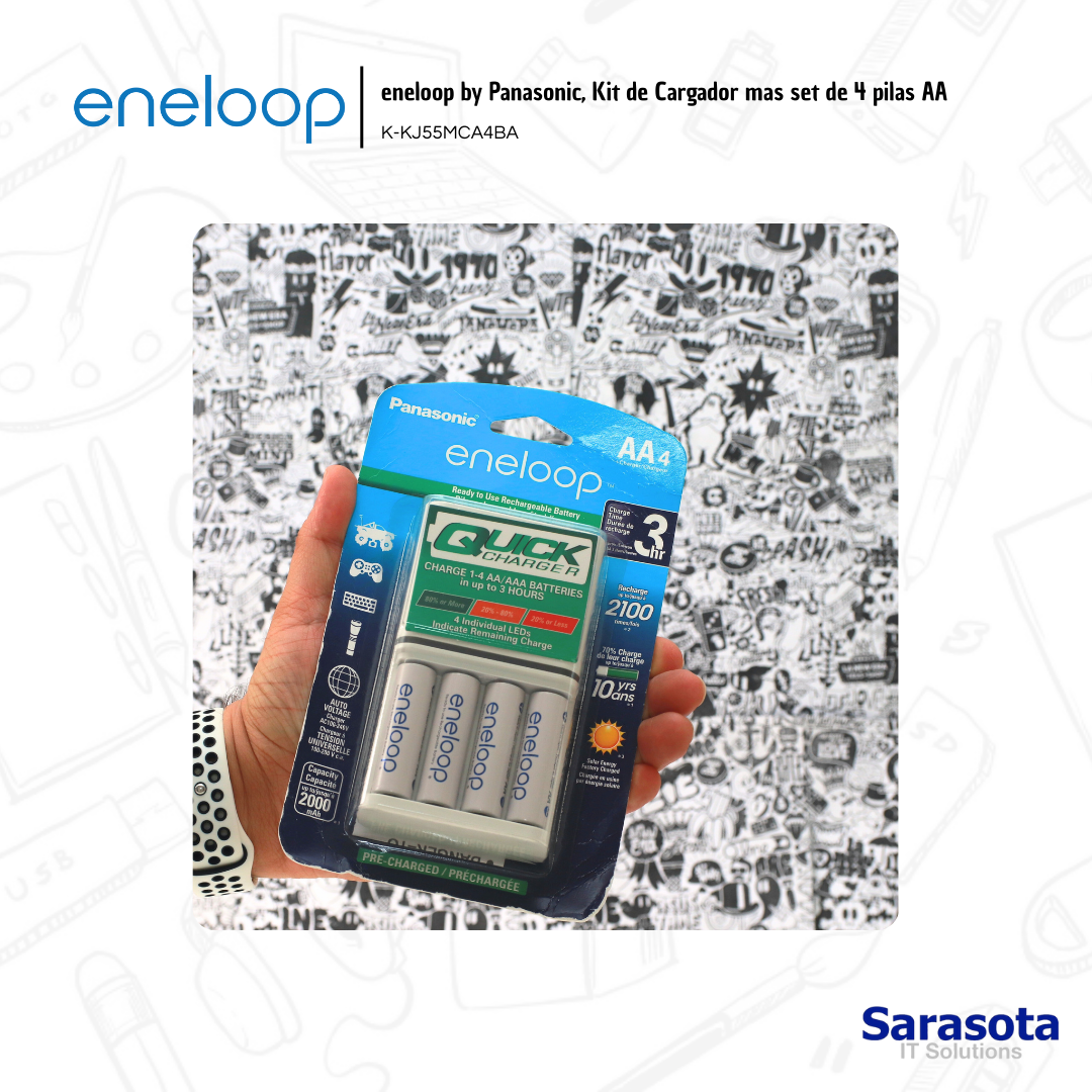 accesorios para electronica - Cargador con baterías recarcables AA Eneloop  2