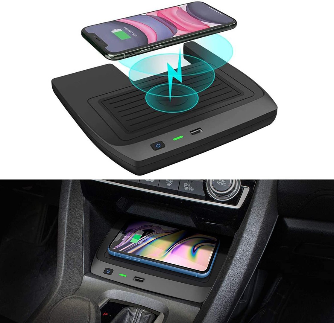 accesorios para electronica - CarQiWireless Cargador inalámbrico para Honda Civic 2016-2021 con puerto USB