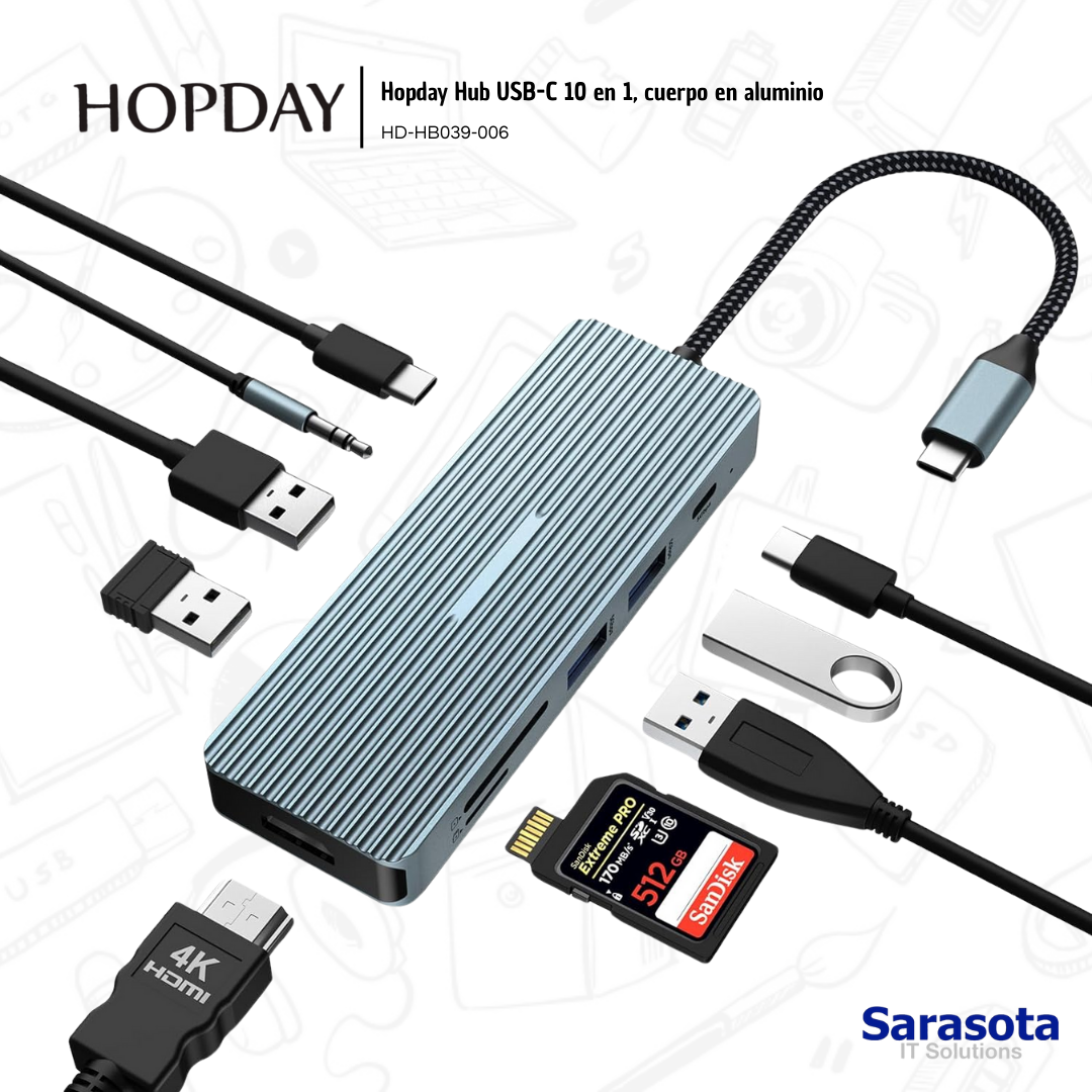accesorios para electronica - HopDay Hub USB-C 10 en 1 0