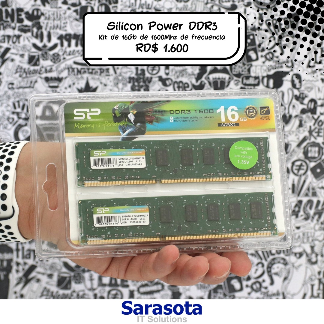 computadoras y laptops - Kit DDR3 16Gb Silicon Power DDR3 1600Mhz Garantía
