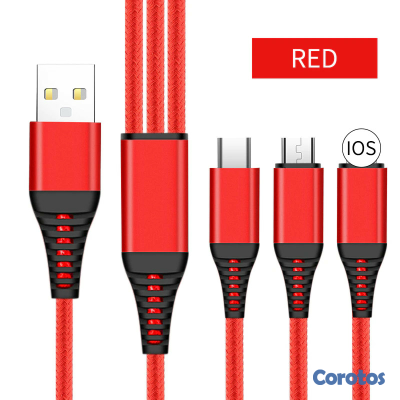 accesorios para electronica - Cable USB Para cargar celulares Iphone y Android - 3 en 1 4