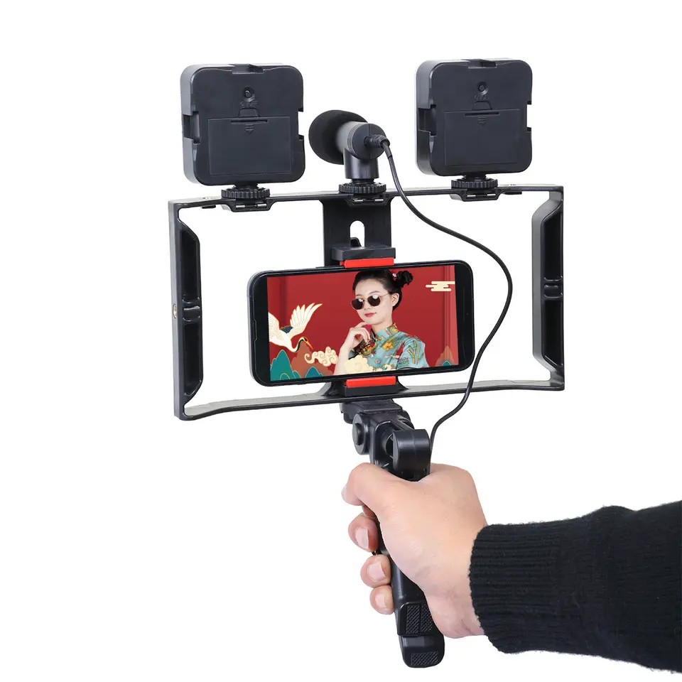 accesorios para electronica - Vloging Kit para grabar videos deportes actividades clases tripode doble lampara 4