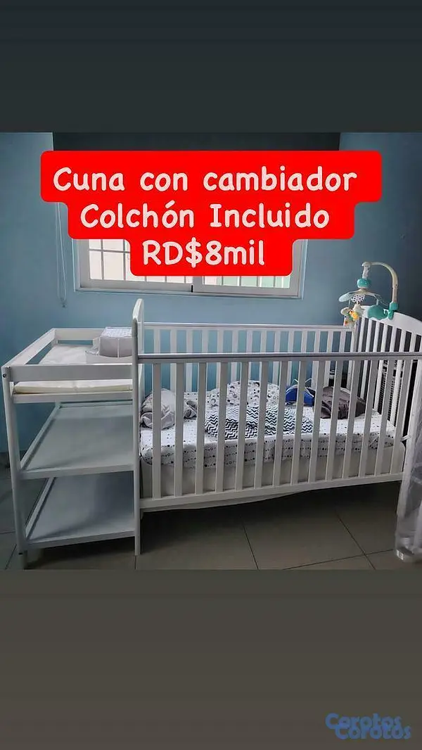 muebles - Cuna con cambiador y Colchón  2