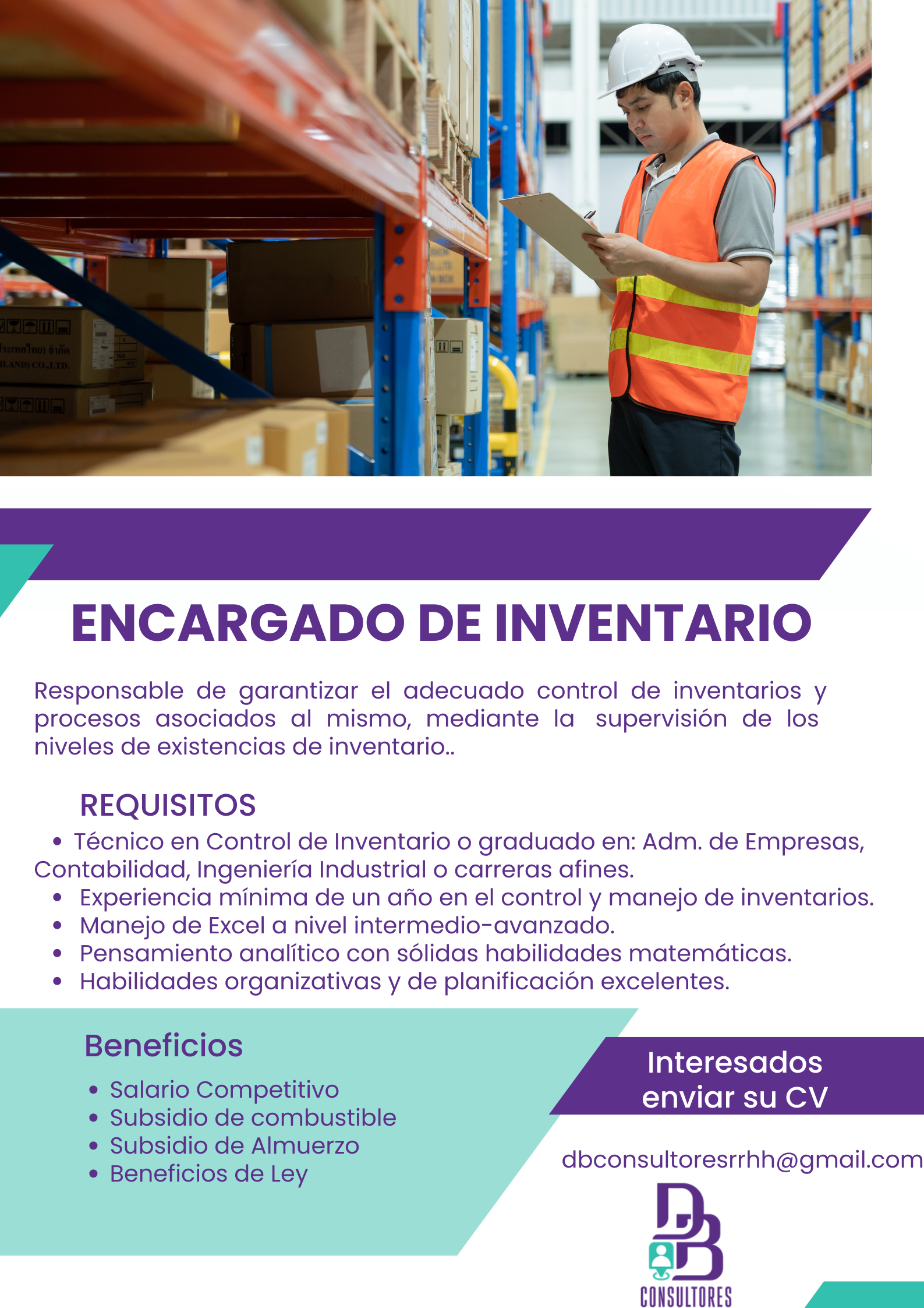 empleos disponibles - ENCARGADO DE INVENTARIO 