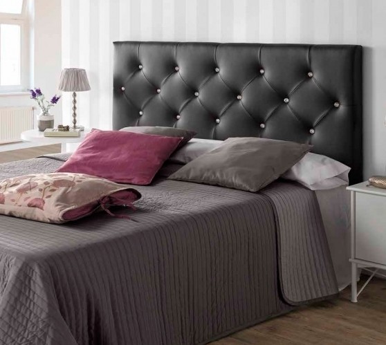 muebles y colchones - Cama elegante tapizada en color Negro. Nueva