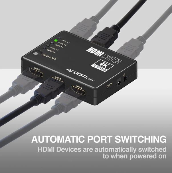 accesorios para electronica - SWITCH DE 5 PUERTOS HDMI ARGOM ARG-AV-5125 2