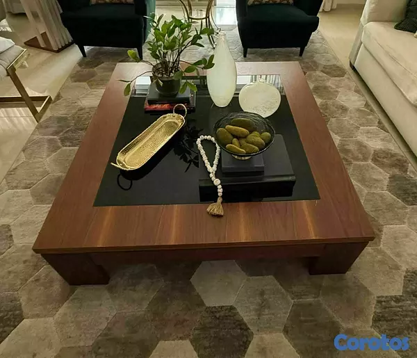 muebles y colchones - Juego de mesas de centro y lateral madera/cristal 1