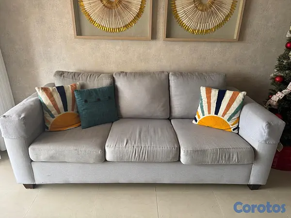 muebles y colchones - 2 sofás modernos en tela gris 2