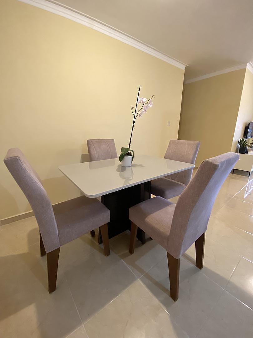 muebles y colchones - MESA DE COMEDOR TOPE DE CRISTAL OFF WHITE 7
