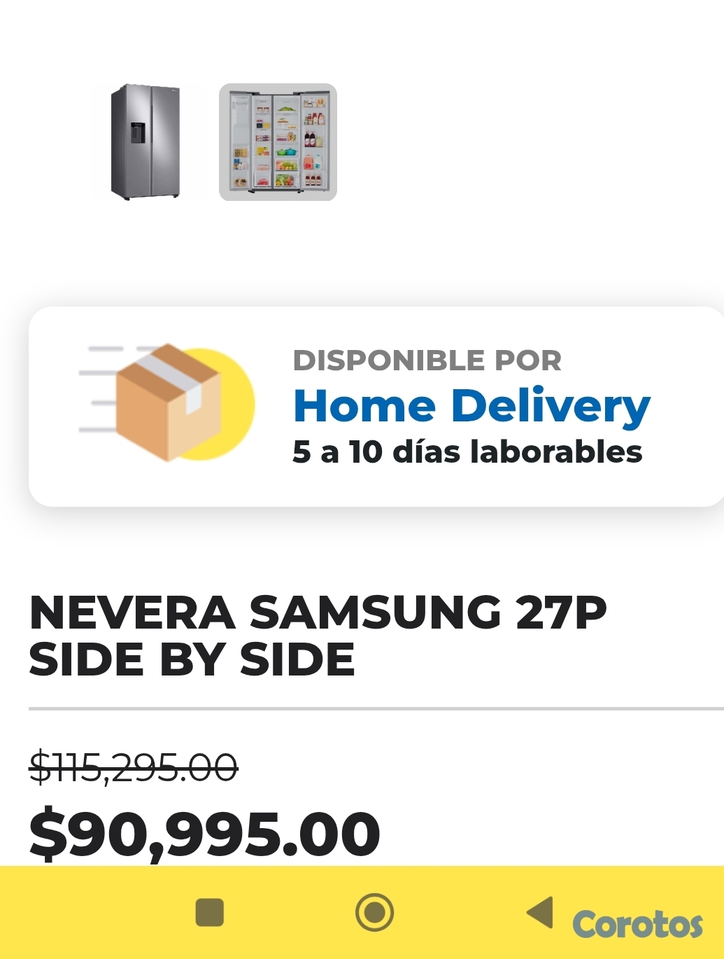 electrodomesticos - Nevera Samsung 27P Side by Side Modelo	RS27T5200S9 2