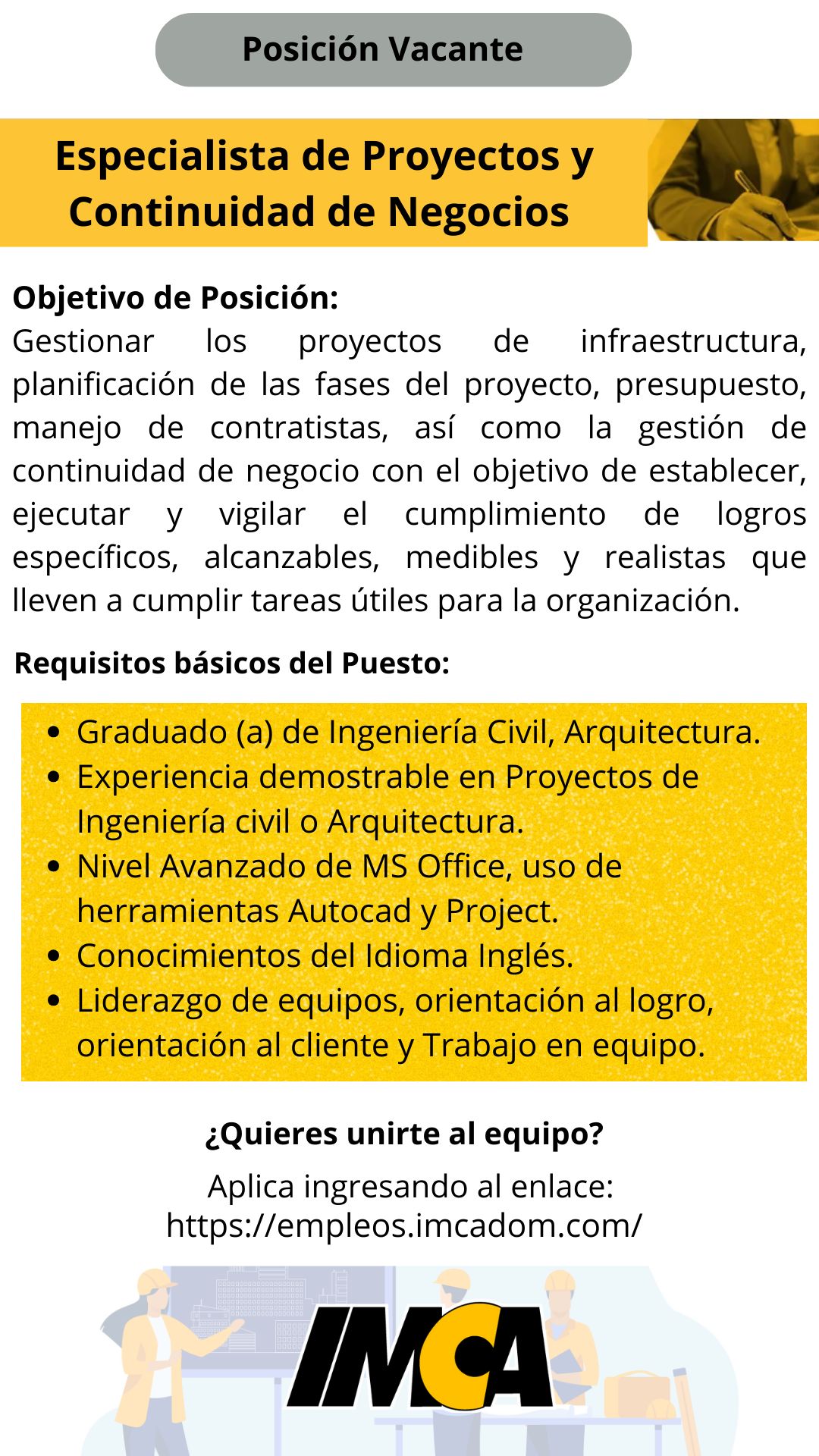 empleos disponibles - Especialista de Proyectos y Negocios