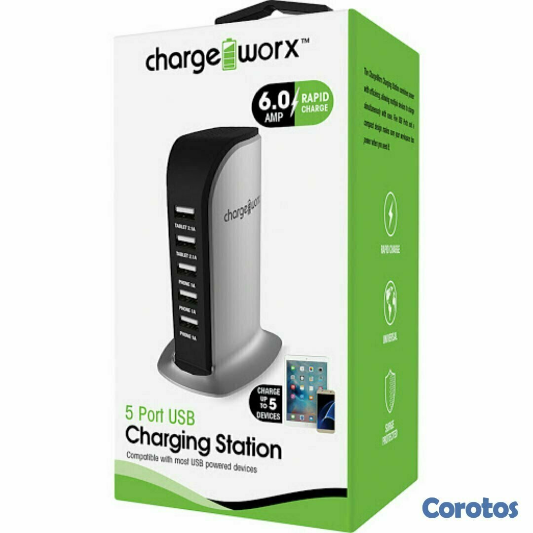 computadoras y laptops - CARGADOR USB DE 5 PUERTOS (6.0AMP), CHARGING STATION, CHARGEWORX COMPATIBLE CON 