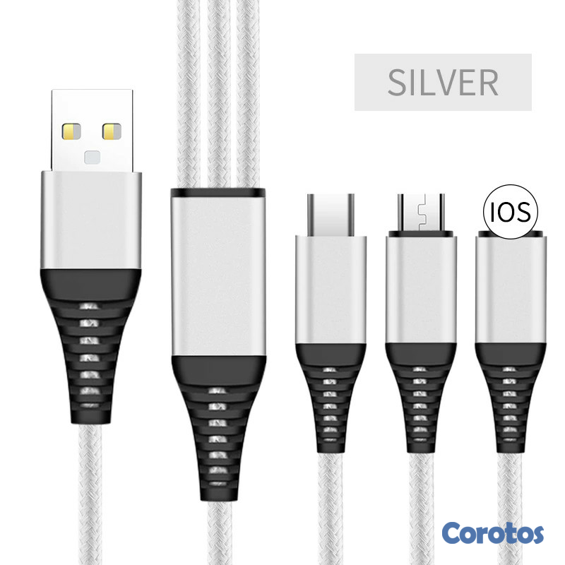 accesorios para electronica - Cable USB Para cargar celulares Iphone y Android - 3 en 1 7