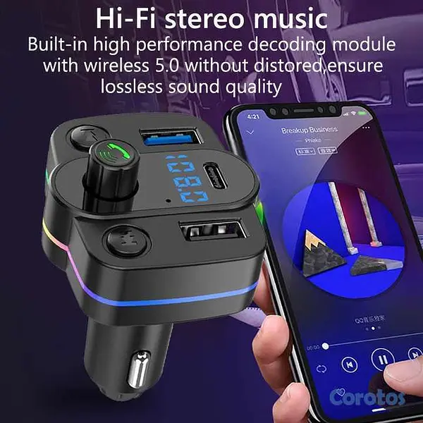 otros electronicos - Transmisor FM  Bluetooth para radio de carro más c 4