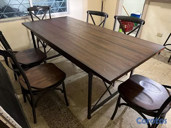 muebles y colchones - COMEDOR DE ROBLE Y HIERRO FORJADO 8