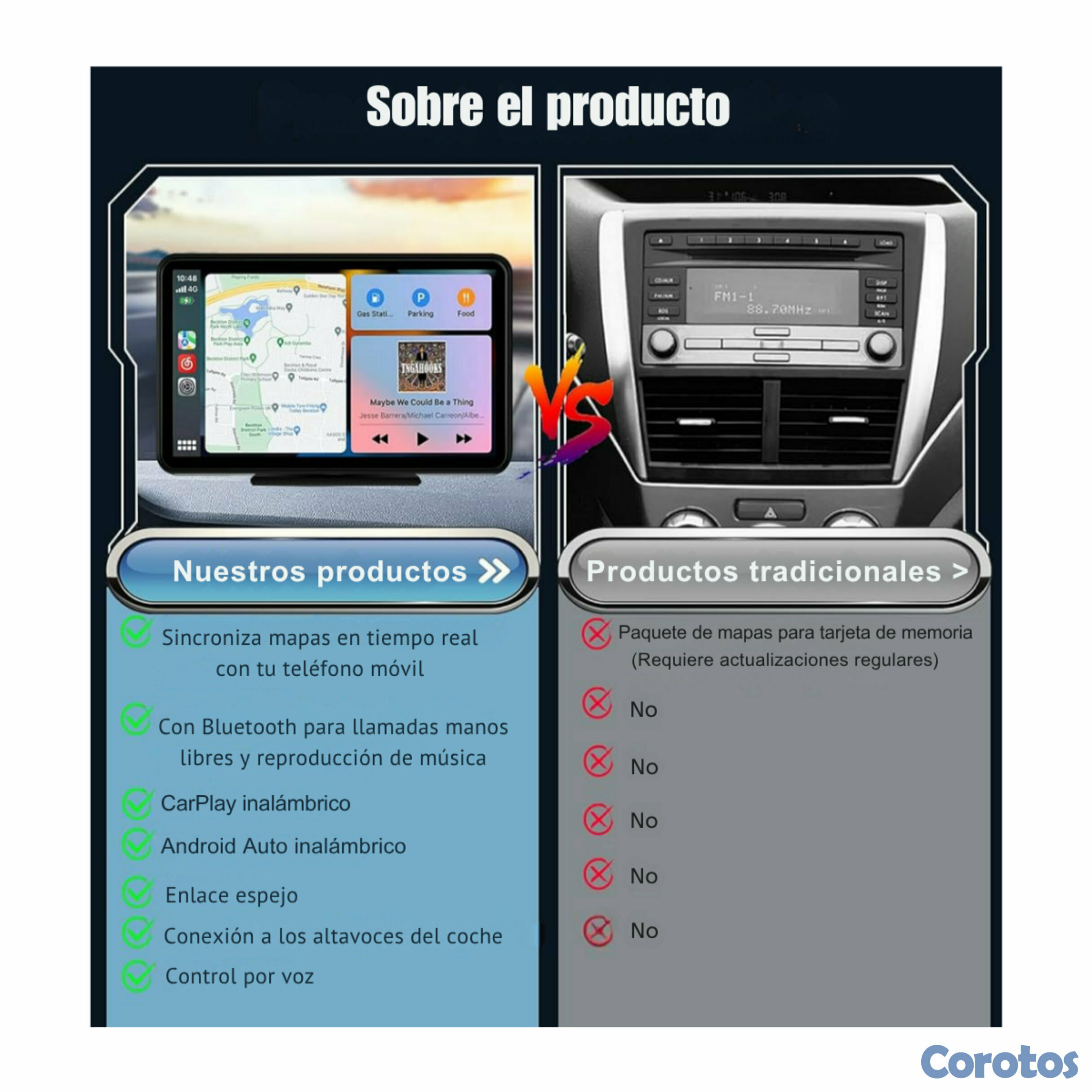 otros electronicos - Pantalla CarPlay y Android Auto Inalámbrica 7 Bluetooth, Cámara de Reversa y GPS 7
